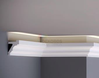 Crown Molding with Led Duct, Each Pieces – 240x5.7x cm (94.4&#39;&#39;Wx2.24&#39;&#39;H) – Crown Trim (No Light Included)