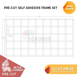 Commande à façon, kit de moulure murale prêt à assembler, lambris de moulures modernes prédécoupées de 6 cm - Panneau mural résistant - Revêtement autocollant