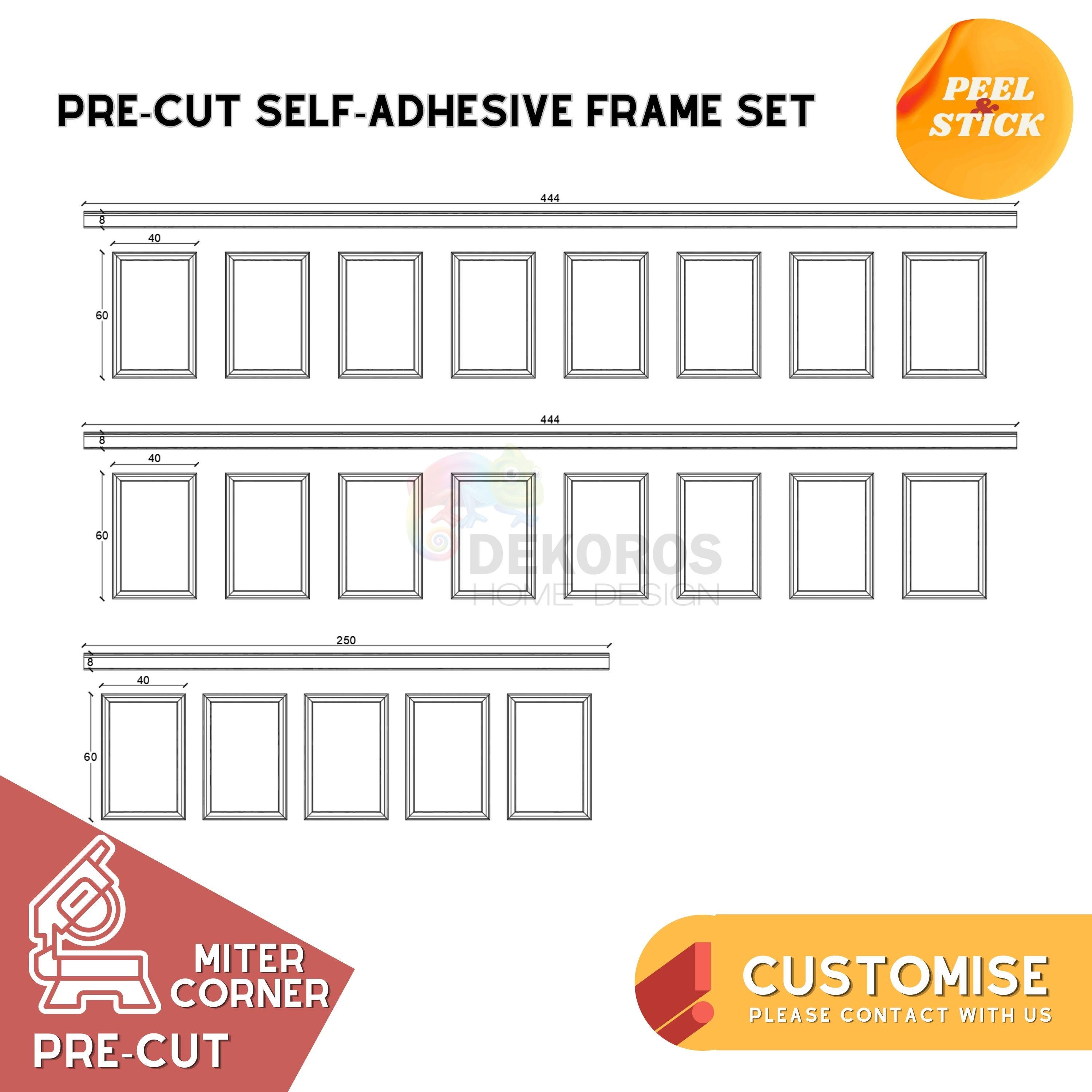 Peel And Stick Wall Molding Kit - 4 Sets Self-Adhesive Wainscoting Panels, Pre-Cut Trim For Door Frames & Walls