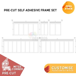Op bestelling klaar voor montage muurlijst, voorgesneden 6 cm moderne lijstwerk lambrisering - resistent half wandpaneel - afpellen