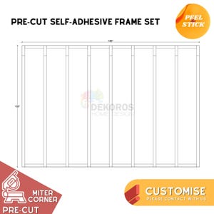 Commande à façon, kit de moulure murale prêt à assembler, lambris de moulures modernes prédécoupées de 6 cm - Panneau mural résistant - Revêtement autocollant