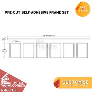Kit de molduras de pared preensambladas, precortadas, de 4 cm, con borde de 8 cm y panel de media pared.