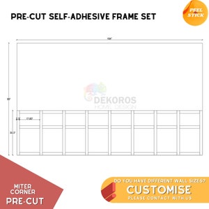 Commande à façon, kit de moulure murale prêt à assembler, lambris de moulures modernes prédécoupées de 6 cm - Panneau mural résistant - Revêtement autocollant