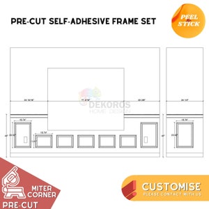 Pedido personalizado, kit de molduras de pared listo para montar, molduras de marco precortadas de 4 cm, revestimiento de madera de borde de 8 cm - Panel de media pared - Peel&Stick