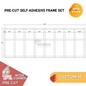 Custom Order, Wall Molding Kit, Pre-Cut 6 cm Modern Mouldings Wainscoting - Resistant Wall Panel - Peel&Stick, Customisable Wall Covering