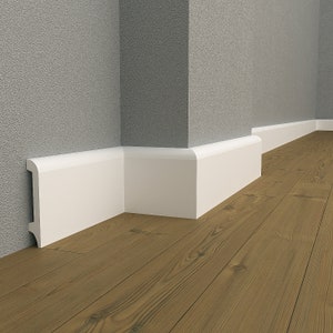 Baseboard Molding: One Package is 20 Boards (48m/1890&#39;&#39;) - White Paintable Base Moulding Wall Decor - Each Skirting Board is 240x10,1x1,5 cm