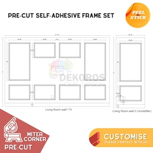 Custom Order, Peel and Stick Wall Moulding Kit, Pre-Cut Paintable White Wall Panels for Modern Home Decor, Custom Design