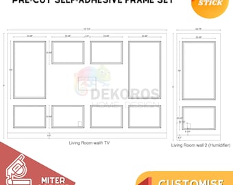 Custom Order, Peel and Stick Wall Moulding Kit, Pre-Cut Paintable White Wall Panels for Modern Home Decor, Custom Design