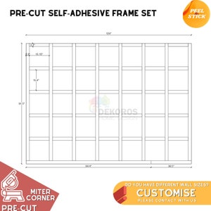 Custom Order, Wall Molding Kit, Pre-Cut 6 cm Modern Mouldings Wainscoting - Resistant Wall Panel - Peel&Stick, Customisable Wall Covering