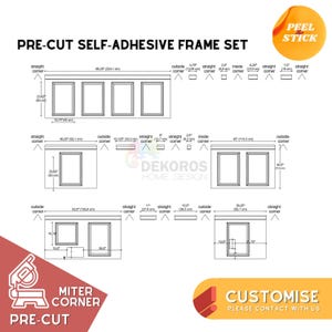 Kit de molduras de pared preensambladas, precortadas, de 4 cm, con borde de 8 cm y panel de media pared.