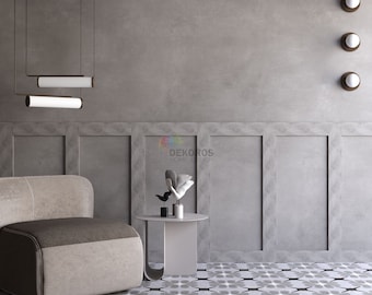 Ready Assemble Wall Molding Kit, Pre-Cut 10 cm Modern Mouldings Wainscoting - Resistant Half Wall Panel - Peel&Stick, Customisable Wall