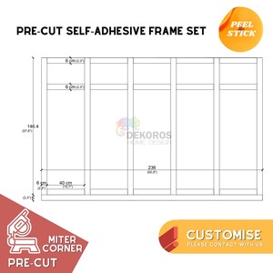 Commande personnalisée - Kit de moulures murales prêt à assembler, prédécoupé, 6 cm Modern Mouldings lambris - Panneau mural résistant - Pellicule adhésive, personnalisable