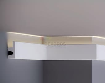 Crown Molding with Led Duct, Each Pieces 240x6.2cm/94,4&#39;&#39;Wx2,44&#39;&#39;H White Lowes Crown Moulding, Cornice Molding (Light not Included)
