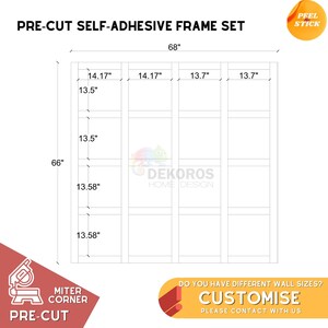 Commande à façon, kit de moulure murale prêt à assembler, lambris de moulures modernes prédécoupées de 6 cm - Panneau mural résistant - Revêtement autocollant