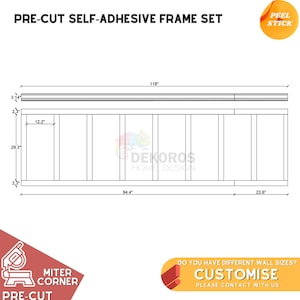 Op bestelling klaar voor montage muurlijst, voorgesneden 6 cm moderne lijstwerk lambrisering - resistent half wandpaneel - afpellen