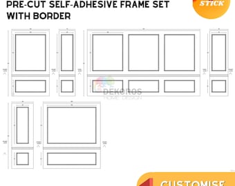 Molduras precortadas de 4 cm para pared, hechas a medida, para decoración de pared - Panel blanco, resistente al agua y a los daños - Despegar y pegar