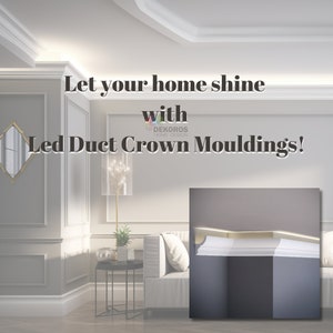 Crown Moulding with Led Duct, Each Pieces  White Lowes Crown Moulding, Cornice Molding (Light not Included)