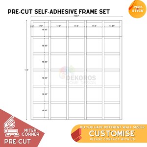 Commande à façon, kit de moulure murale prêt à assembler, lambris de moulures modernes prédécoupées de 6 cm - Panneau mural résistant - Revêtement autocollant