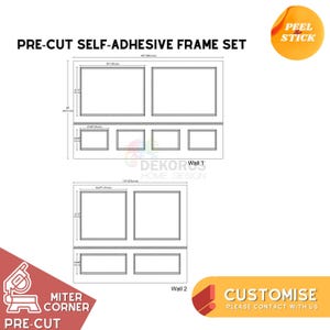 Custom Order, Wall Molding Set, Board and Batten Wall Kit, Pre-Cut 4cm Frame Mouldings 6cm Border Wainscoting -Wall Accent Trim Frames