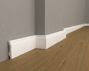 The Package is 20 Baseboard Moldings (Totaly 48m/1890'') White Waterproof Base Moulding Wall Decor - Each Skirting Board is 240x10x1,5 cm