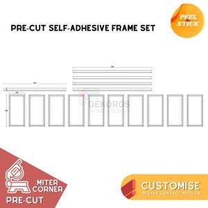 Pedido personalizado, kit de molduras de pared listas para ensamblar, molduras de marco precortadas de 4 cm, revestimiento de borde de 8 cm, panel de media pared