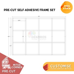 Commande personnalisée - Kit de moulures murales prêt à assembler, prédécoupé, 6 cm Modern Mouldings lambris - Panneau mural résistant - Pellicule adhésive, personnalisable