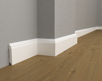 Baseboard Molding: One Package is 18 Boards (43,2m/1700&#39;&#39;) - Waterproof White Base Moulding - Each Skirting Board is 240x10x1,5 cm
