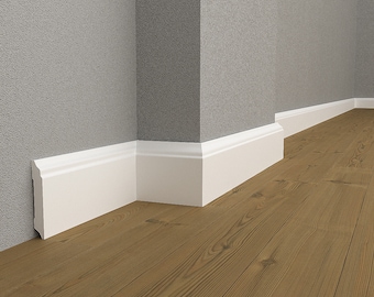 Baseboard Molding: One Package is 18 Boards (43,2m/1700'') - Waterproof White Base Moulding - Each Skirting Board is 240x10x1,5 cm