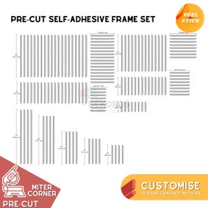 Custom Order, Wall Moulding Frames - Paintable White Wall Panel Moldings, Water, Damage Resistant - Ready Assemble, Self Adhesive Models