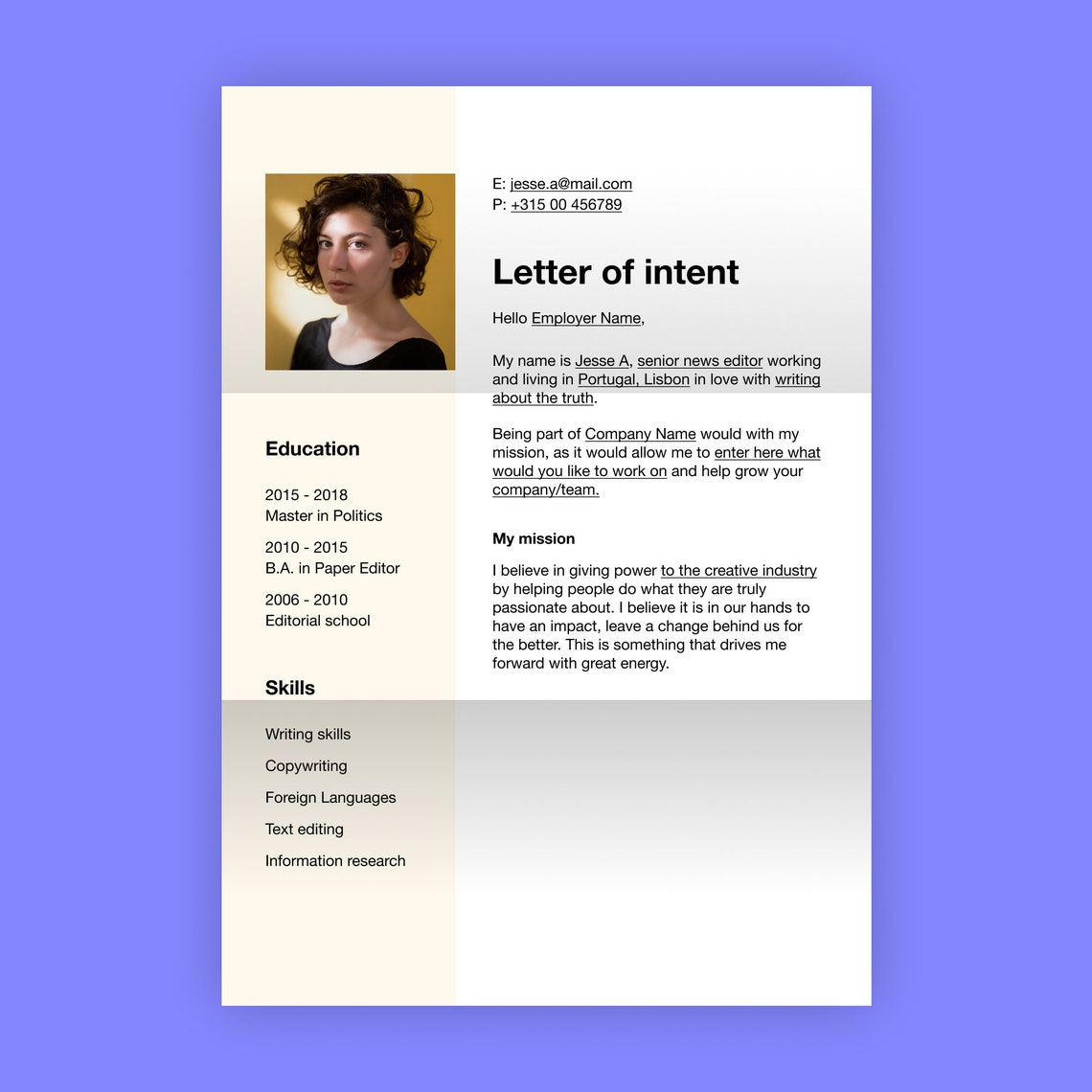 Professional Resume Design. CV Template Word, Pages and PDF. CV, Job ...
