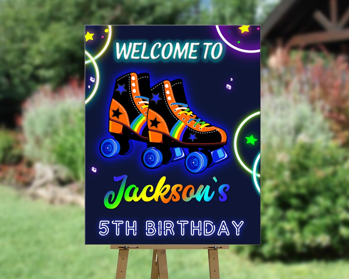 Skating Sign Roller Skate Party Sign Skating Party Etsy
