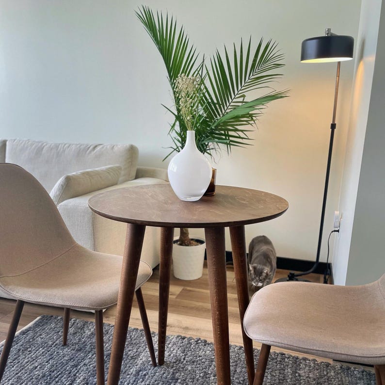 Here is Narrow Round Dining Room Table, perfect for maximizing space in your kitchen while adding a touch of natural beauty. Rustic style enhance your kitchen with our Small 2 Person Dining Table Walnut Wood