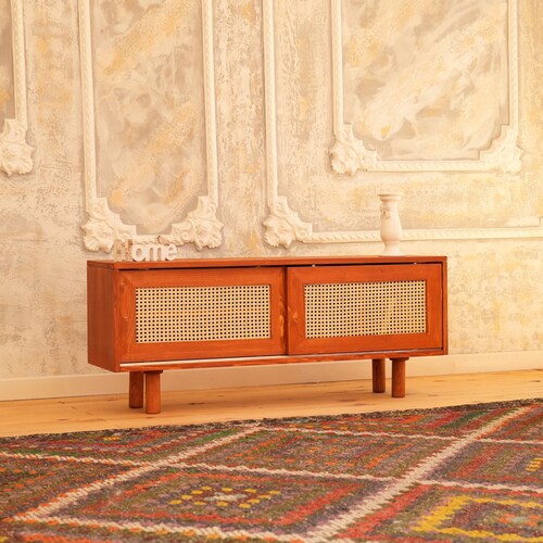 TV Stand Unit Solid Wood. Soundbar Shelf. Midcentury Metal Etsy UK