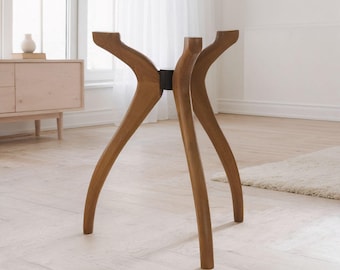 Wooden Pedestal Leg Kitchen Table, Solid Beech Wood Legs Base for Round Glass or Wood Top- Compact