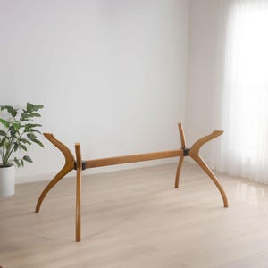 Solid Beech Wood Pedestal Leg, Rectangle Kitchen Dining Table Base Large Farmhouse Table Leg for Glass, Marble or Epoxy Top