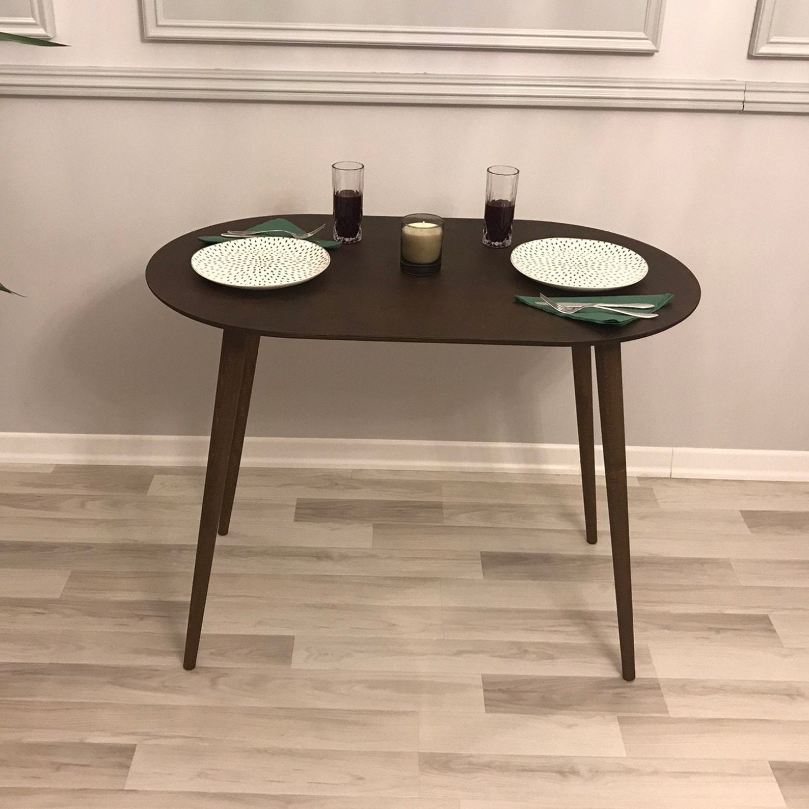 Oval Dining Table for Kitchen Small Breakfast Table Mid Etsy UK