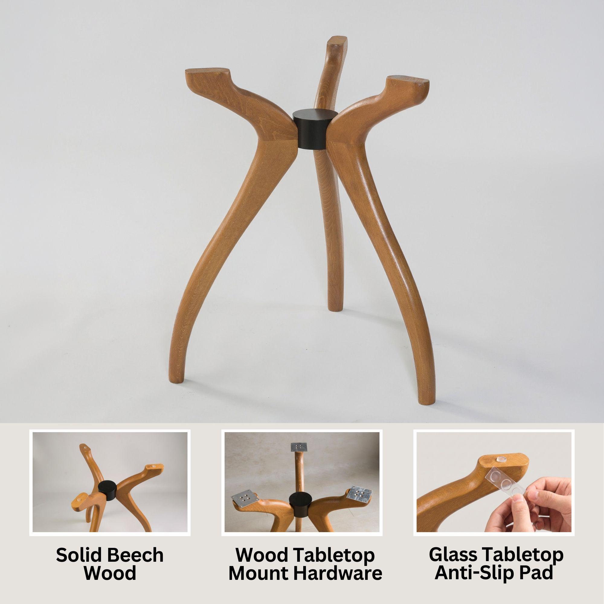 Wooden Pedestal Leg Dining Table, Solid Beech Wood Legs Base for Round ...