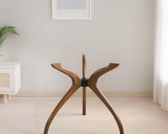 Dining Table Solid Wood Pedestal Leg, Round Glass or Wood Kitchen Tables Base Legs