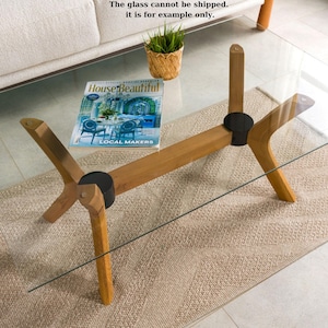 Coffee Table Pedestal Legs, Spider Base Leg for Sofa Glass Table, Solid Beech Wood Rectangle Low Table Leg, Butterfly Leg for Epoxy Table