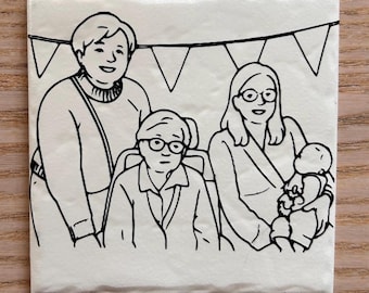 Un regalo único para el Día de la Madre: un dibujo lineal de un momento especial o un texto escrito a mano en una baldosa.