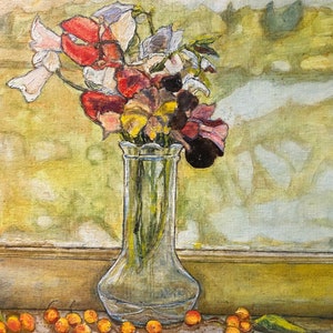 Vase avec fleurs, nature morte, peinture à l'huile vintage originale sur toile impressionnisme, décoration murale intérieure 50 x 35 cm (19,7 x 13,78 po.).
