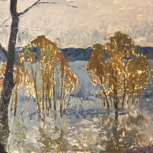 Sussurro do Início da Primavera de Anatoly Svetlakov Arte de Parede Vintage Pintura Original Óleo sobre Papelão Decoração de Casa 79,5 х 50 cm ou 31,1 х 19,7 polegadas