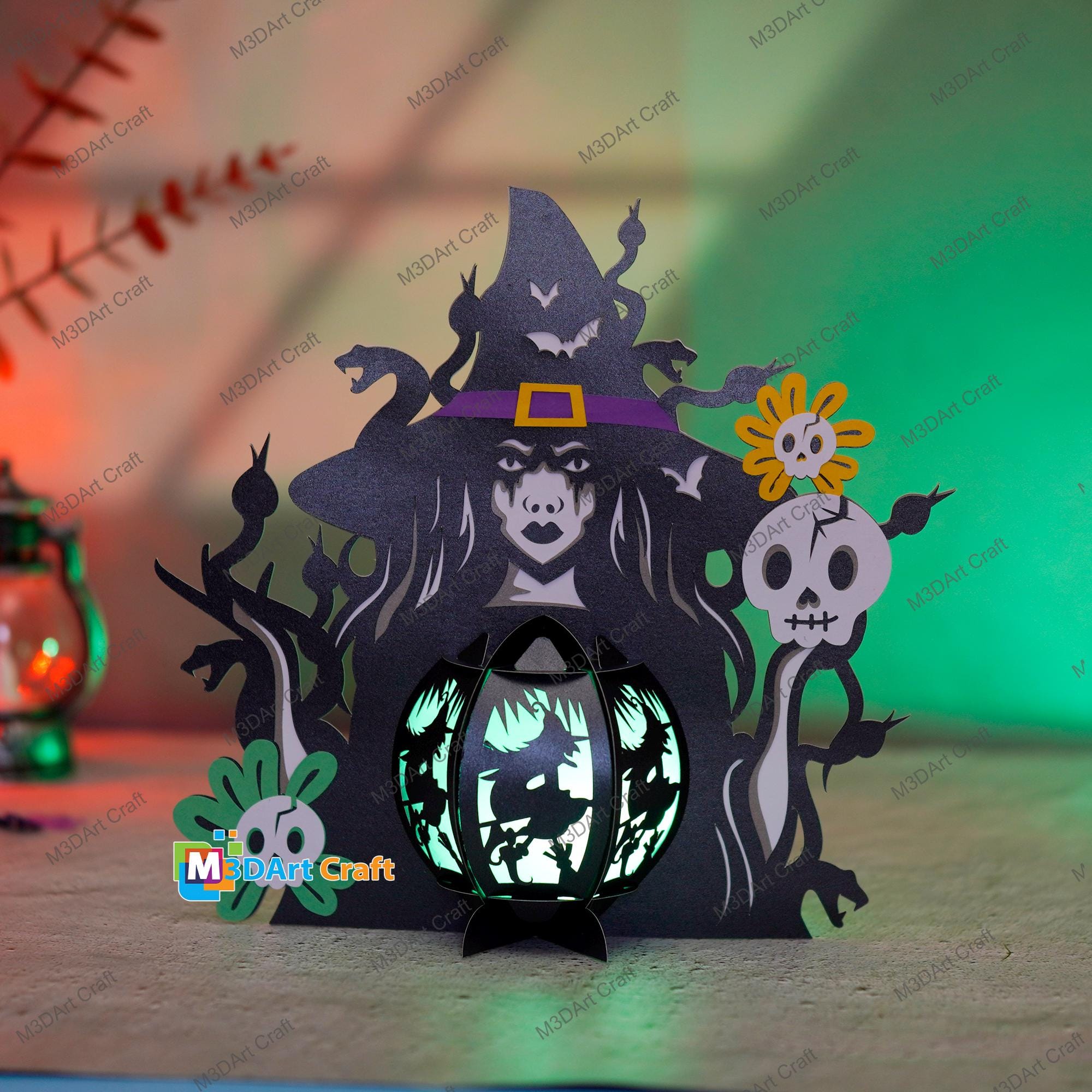 Witch Lantern SVG Templates for Cricut Project, Scanncut, Cameo - Paper ...