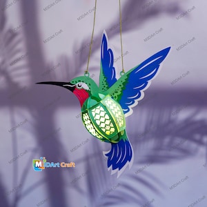 Colibri lanternes PDF, modèles SVG pour Cricut Project - découpe de lanternes en papier bricolage Colibri suspendu décorations, fichier svg Shadowbox