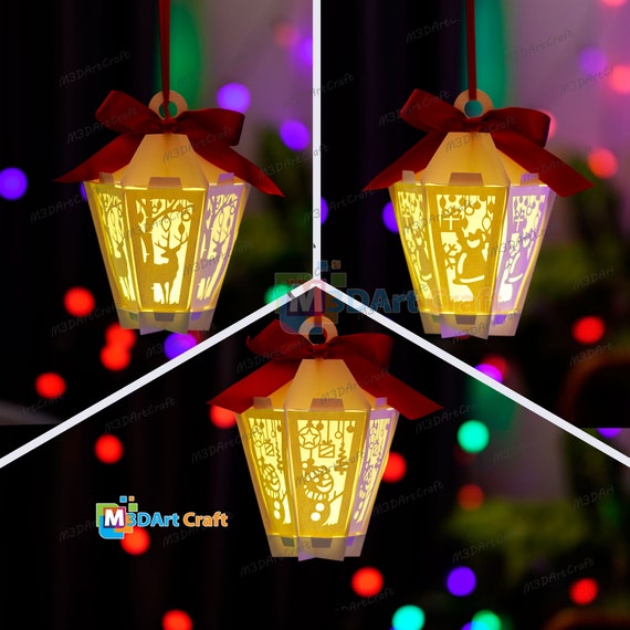 Lanternes De Noël LED - Lot De 3, Motifs Festifs, 12,6 Cm, Suspendues Sans Flamme