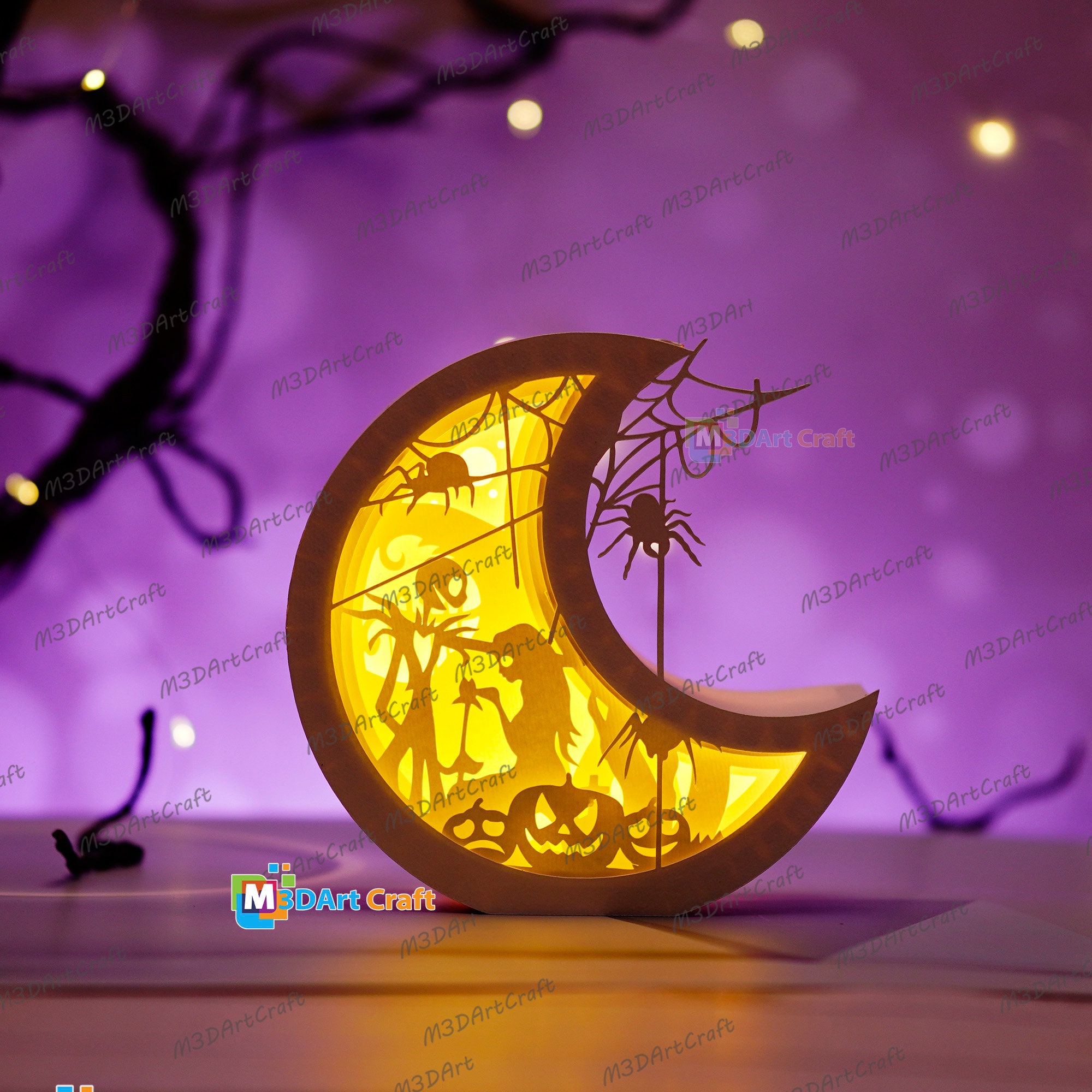 Nightmare Before Christmas Moon Lantern Shadow Box SVG Template - Moon  Halloween Lantern - Diy Moon Lamp Night Light - Paper Lantern - Etsy, image size:2000x2000