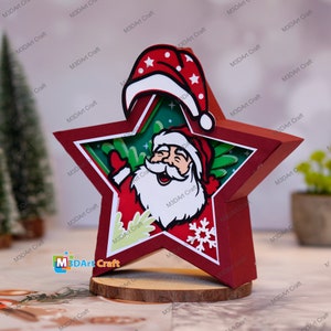 Color Version Santa Claus Star Lantern Shadow Box SVG for Cricut Proroject, ScanNcut, Cameo4.. Paper Cut Template For Christmas