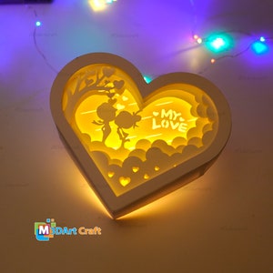 3D Valentine Shadow Box SVG Templates Creating Cute Couple Love in ...