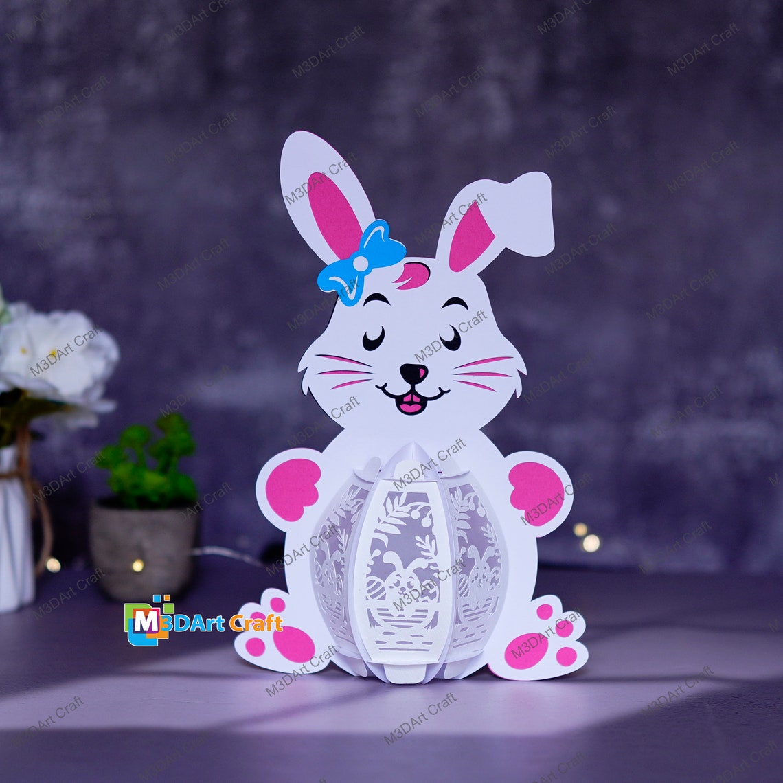 Paper Rabbit Latern Bunny Lantern V3 PDF, SVG, Studio Template - Bunny Easter Egg Lantern ...