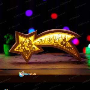 Christmas Scene Star Lantern Shadow Box SVG for Cricut Proroject - DIY Christmas Lightbox - Christmas Star Lamp Decoration Paper Cut
